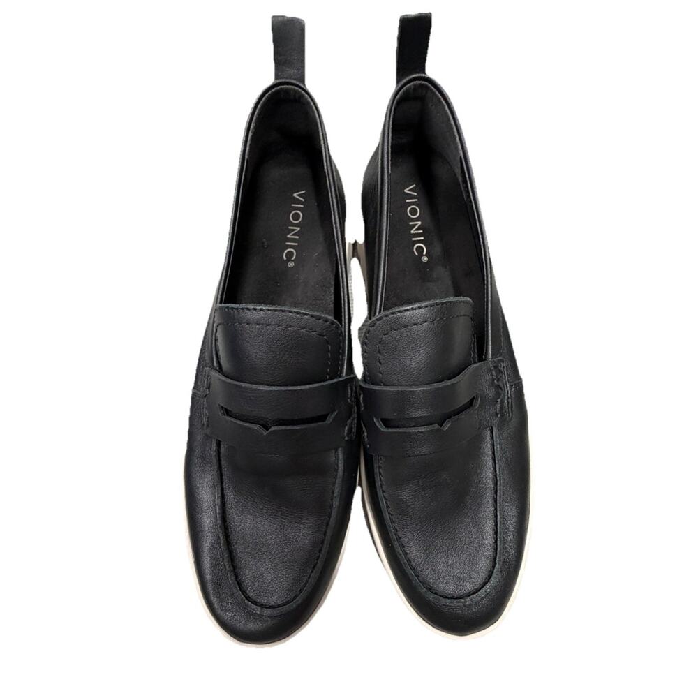 Vionic Womens 9 Slip On Loafers Uptown 360 Flex Black Leather Comfort Office